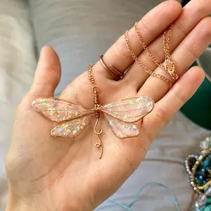 Copper wire and UV epoxy handmade custom design dragonfly necklace pendants and earrings! Pick your colors and design! Matching jewelry set options  dragonfly pendant necklace and earrings