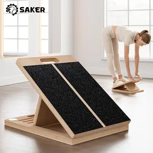 Saker 6-Angle Slant Board & Balance Board Adjustable 40° Incline Non-Slip Wooden Trainer for Squats Calf Stretch Stability Workouts