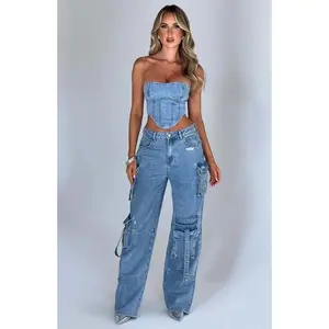 Cargo Denim Jeans Womenswear Bottom Style Trouser Style Trouser Style Trouser