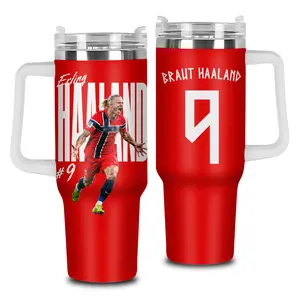 Erling Haaland 40oz 20oz Tumbler High-Quality Insulated Tumbler, Norwegian Striker Football Theme Tumbler With Handle, Viking Warrior Goal Machine Football Fan Gift Tumbler, WC 2026, Leakproof Travel.
