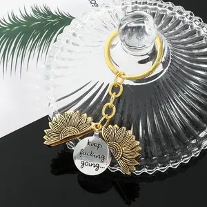Motivational Sunflower Keychain Inspirational Gifts for Women Birthday Christmas Gifts for Best Friend Keep Fucking Going Keychain sunshine gift