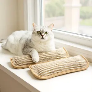 Natural Sisal Cat Scratching Board and Pad - Chew-Resistant, Catnip-Infused for Engaging Playtime - Durable Scratcher & Cozy Catnip Pillow for Ultimate Relaxation