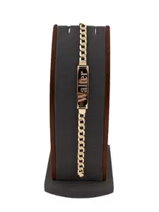 Large  8.5-inch Cuban link bracelet for adult in gold plating. Fully customizable—please include the name in a note or message.
