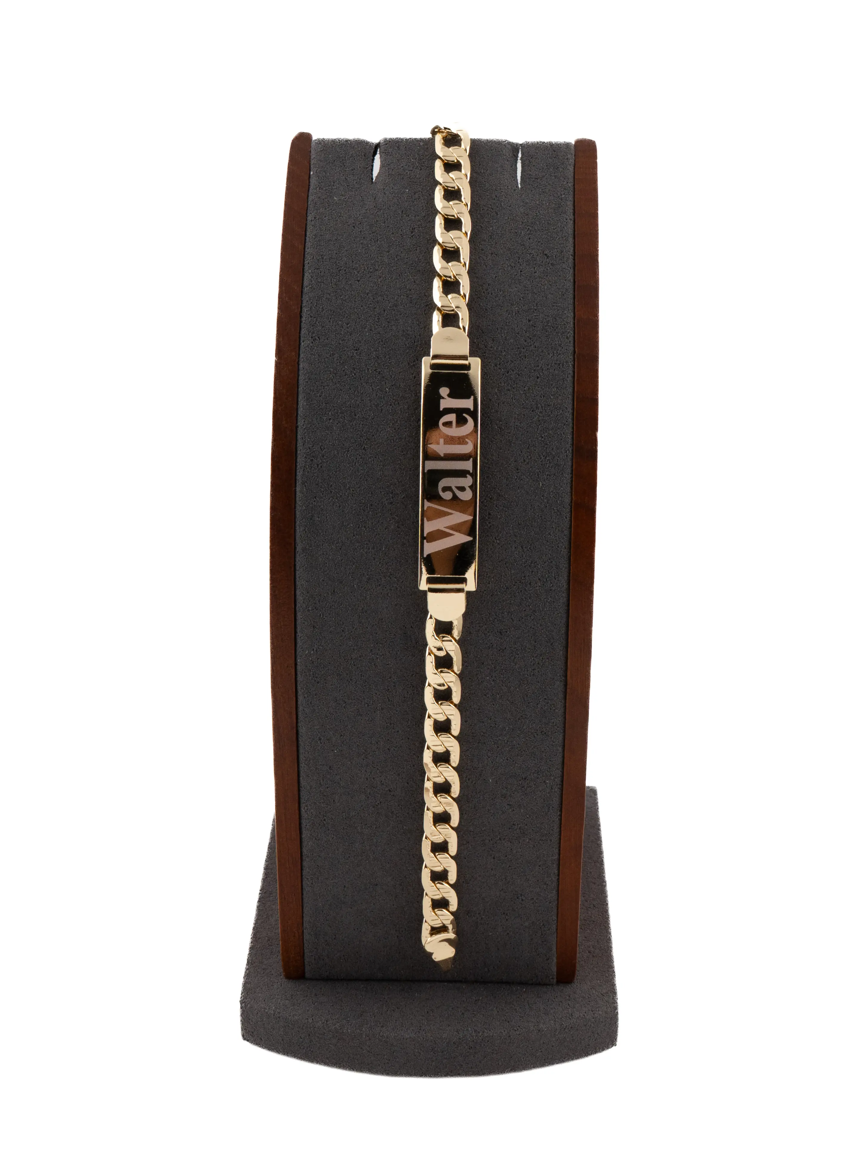 Large  8.5-inch Cuban link bracelet for adult in gold plating. Fully customizable—please include the name in a note or message.
