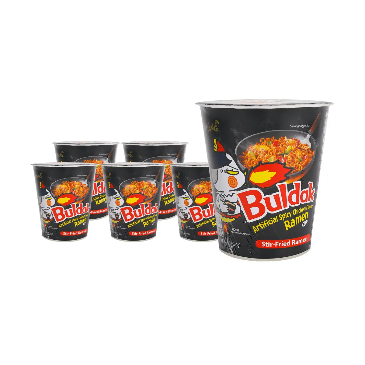 SAMYANG Korean Buldak Noodles Spicy Chicken Flavor Cup Ramen 70g*6【6 Packs】