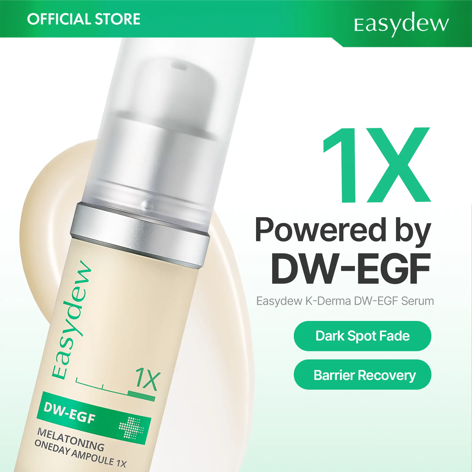 Easydew DW-EGF Melatoning Ampoule 1X - Official Product Hydrating Skin Serum with Niacinamide and Glutathione for Uneven Skin - Dark Spot Remover - Fast Absorbing Day and Night Ampoule Korean Skin Care (Bottle 1.01 fl oz, EGF 1X) Olive Young