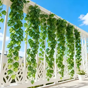 4Pcs Extra Long 6.84 meter - Artificial Turtleback Vine | Evergreen Vine with Lifelike Texture, Suitable for Christmas, Thanksgiving, Hanukkah, Plastic, Hanging Decoration