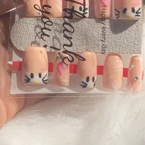 Hello kitty homemade press ons!!!