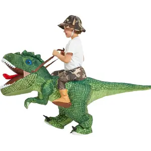 Inflatable Costume Dinosaur Riding T Rex Air Blow up Funny Party Halloween Costume for