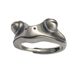 GGIRL Personalized Stainless Steel Vintage Frog Ring Cute Little Frog Ring Adjustable Opening for Men and Women,Unique Couple Ring,Simple Creative Present For Friend On Birthday/Daily