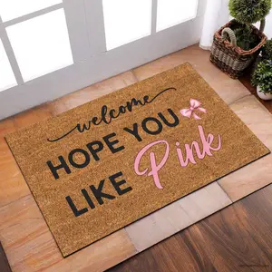 Hope You Like Pink Mat, Welcome Pink Bow Doormat, Watercolor Pinky Bow Welcome Doormat, Pink Doormat, Pink Bow Ribbon Coquette Doormat Gift