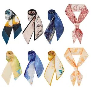 8 pieces 37.5'' length hair ribbon scarf set, fashion ribbon scarf for hair, chic handbag handle scarf, purse scarf bag scarf for bags fashion hair accessories fashion bag accessories for women bag scarf handle scarves twilly scarves hairscarf