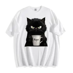 Cute Cat Design Unisex T-Shirt With Nope Mug Graphic Perfect For Casual Wear And Coffee Lovers Ideal Gift For Friends And Family Who Love Humor And Cats