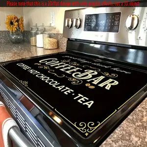 1pc Stylish Coffee Bar Heat Resistant Stove Top Cover Mat,  Durable Polyester Kitchen Counter Protector for Coffee, Hot Chocolate & Tea Lovers, Perfect for Modern Kitchens, Coffee Bar Accessories