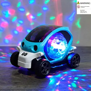 Electric Toy Car Flashing Music Toy Vehicle, Rotatable Lights Cute Cartoon Toy Car, Sensory Fun Kids Plaything for Boys & Girls