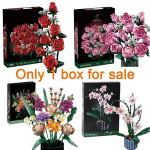 10311 Orchid Building Blocks, 10280 The flower of love Bouquet Bricks, 10313 Wildflower Bouquet, 10328 Red Rose, Building Block Sets, 3D Flower Model Home Decor, Stem Building Blocks, Creative Building Blocks