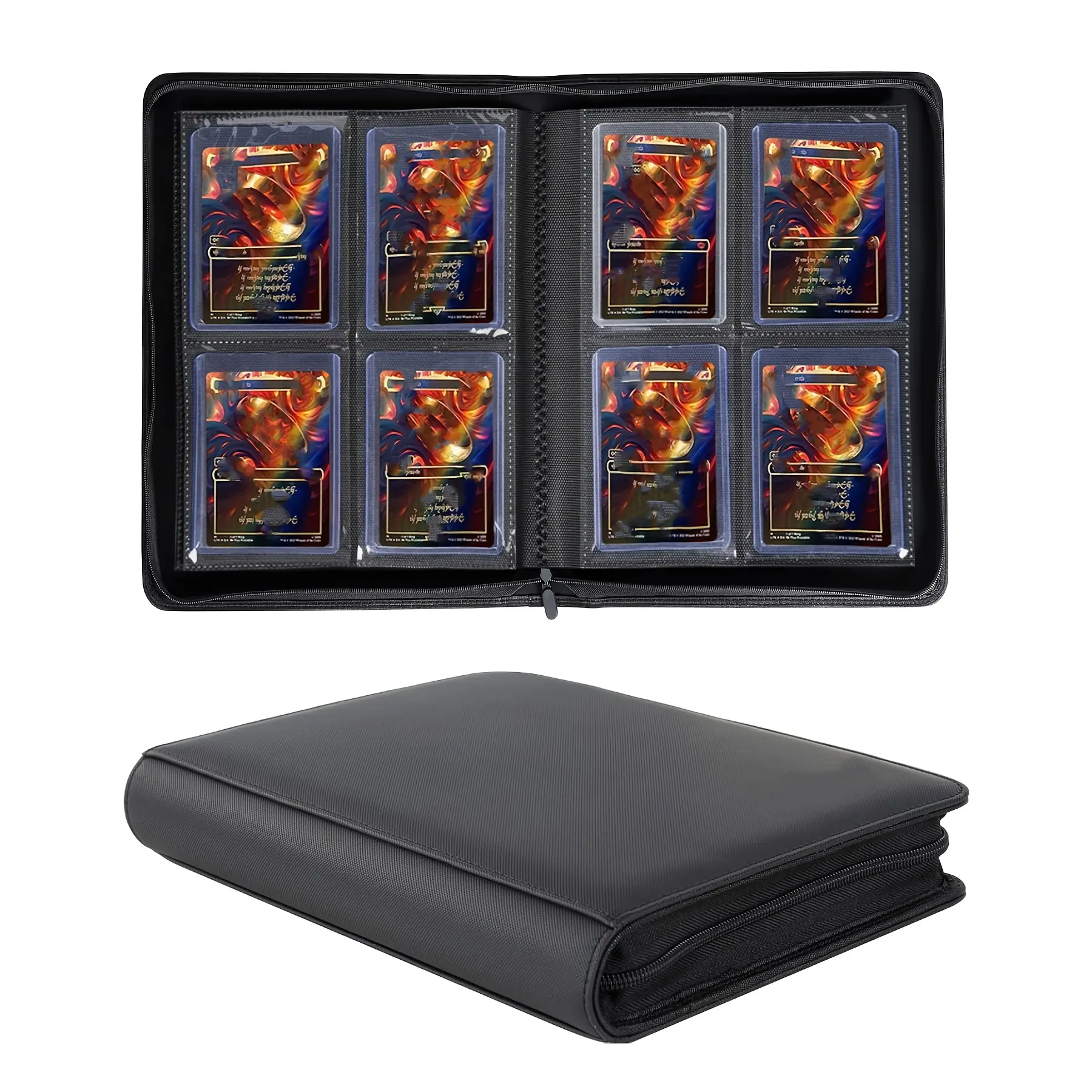 Advanced 3x4 Trading Card Binder, 4 Pockets Pokemon Cards Holder, Side Load Sports Card Album, Collectible Card Book, Zipper Collection Folder, Trading Card Organizer, Trading Card Storage