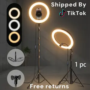 10 Inch LED Ring Light with 64" Tripod Stand Vlogging Kit – 3-Color Adjustable Lighting for YouTube/TikTok Videos, Selfie, Live Stream, and Makeup, Video Light Perfect for Smartphones, Universal Compatibility#Easter Gift#SummerVibes