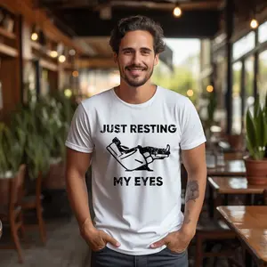 [TEA-SHOP] Just Resting My Eyes, Recliner, Dad Shirt, Funny Mens Shirt, Funny Dad Shirt, Funny Father's Day Shirts, Regular Fit For Men.