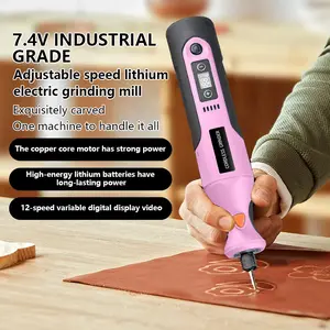 66PCS pink/orange multifunctional polishing machine set, handheld electric grinder, household electric carving tool, with USB charging, 12 adjustable rotation speeds, suitable for various needs of carving/polishing/drilling, DIY home repair, Power tools