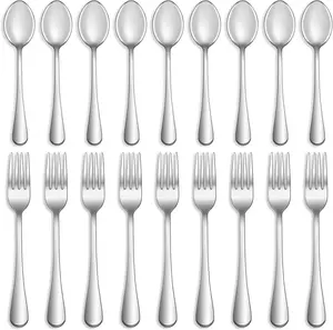 12 Pcs Forks and Spoons Silverware Set,Food Grade Stainless Steel Flatware Cutlery Set for Home,Kitchen and Restaurant,Mirror Polished,Dishwasher Safe - 6 Dinner Fork(8 Inch) and 6 Teaspoon(6.5 Inch) MUTNITT