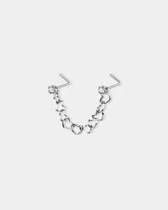 CZ Top Heart Shape Nose Piercing Chain