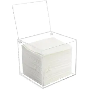 Disposable Face Towel Storage Box Compatible with XL Facial Towel, Clear Acrylic Disposable Face Towelette Holder Container