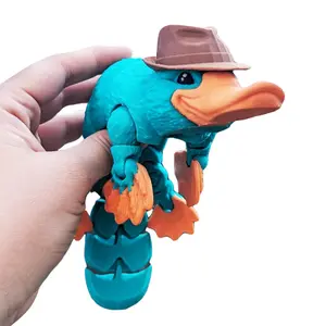 3D Printed Articulated Platypus, Flexible Dynamic Animals Toys, Stress Relief Model, Easter Basket Stuffers Prefilled Easter Egg Fillers, Adults Fidget Toys for Autism ADHD, Stress Relief Fidgeting 5.51Inch