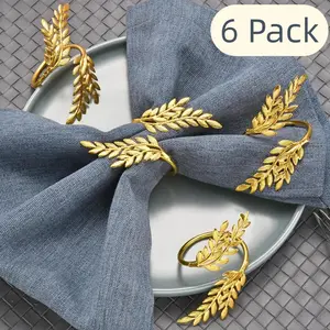 Wheat Ear Design Napkin Ring, 6pcs/set Elegant Exquisite Napkin Holder, Table Decoration for Home Kitchen Dining Room Wedding Party, Ornaments, Party Supplies