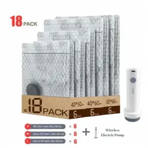 Reusable space saver,Vacuum Storage Bags for Travel with Rechargeable air Pump, 9/18 Pack Carry-on Size Compression bags,Packing for Luggage and Suitcase, space-saving organizer,Cordless Travel Vacuum Bag Set, sealer clothes, airtight dust .