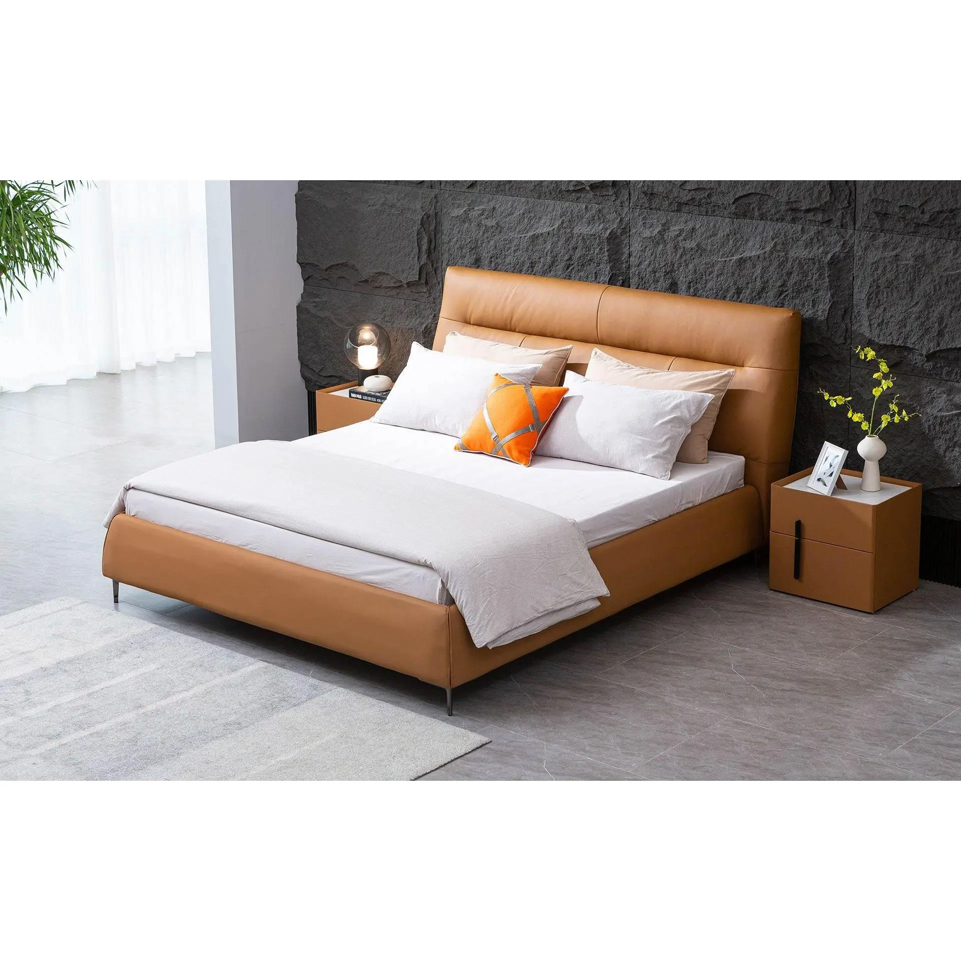 Zephyr Modern Leather Platform Bed Zephyr Modern Leather Platform Bed