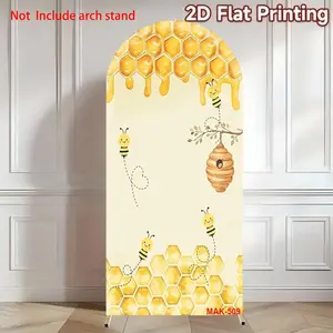 Honey Bee Arch Background Elastic Double-Sided Spandex Fabric for Kids Birthday Party & Baby Shower Decor Wedding Party Backdrop Backdrop Decoration