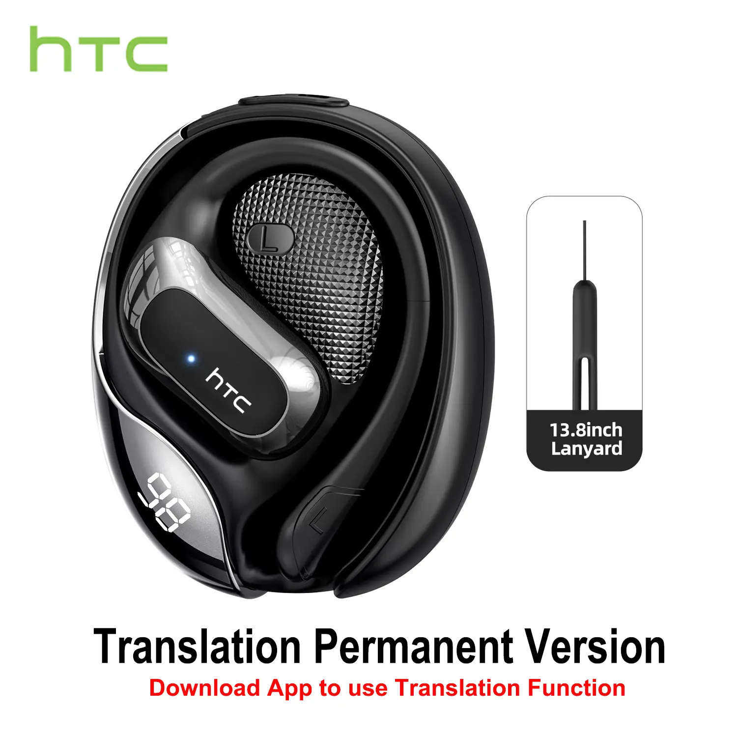 hTC NE21 OWS Wireless Earbuds, Wireless Travel Earbuds, Open Ear BT 6.0, IPX5 Waterproof, 35Hrs Playtime, Immersive Sound Long Distance Connection Headset with Charging Case, Light-Weight Headphones Built-in Microphone, Hands Free Calls