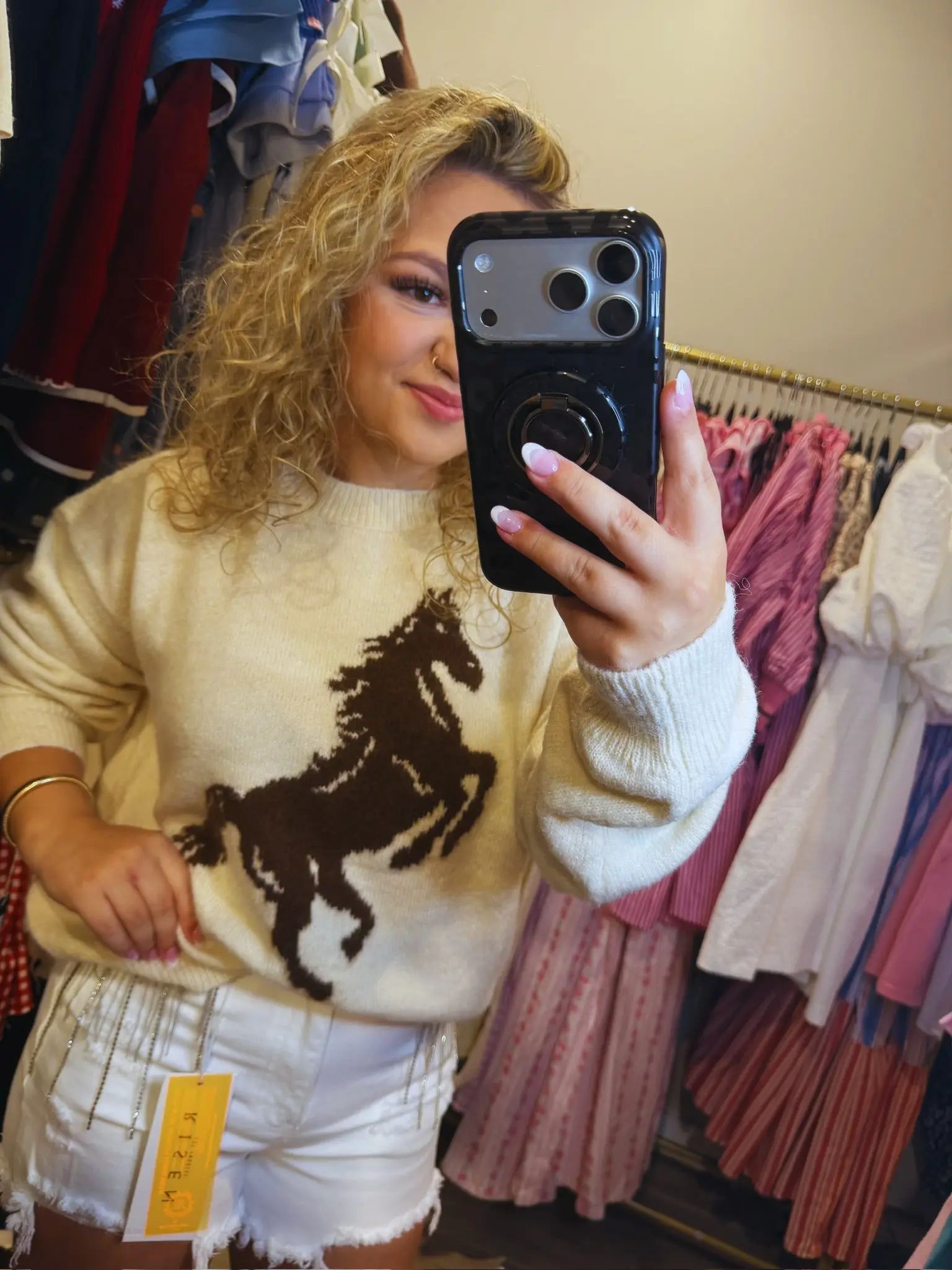 Wild Spirit Horse Sweater Ivory