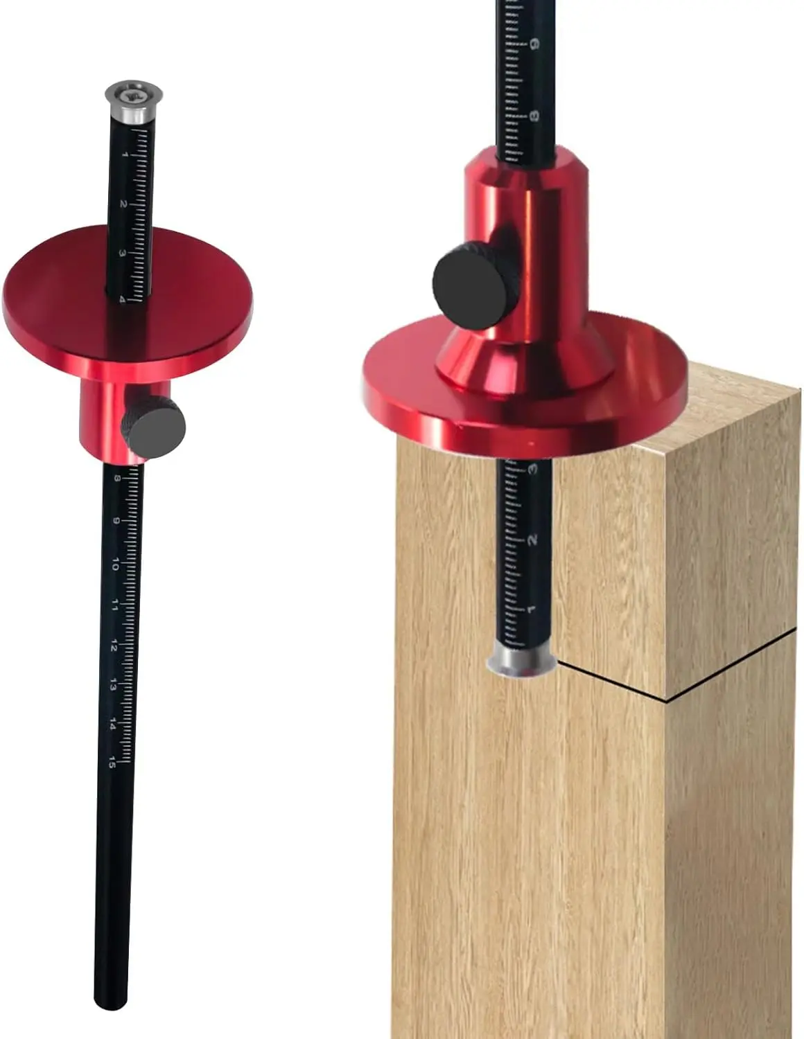 GJANSH Wheel Marking Gauge, European Aluminum Alloy Scriber Woodworking Mortise Parallel Scribing Tool with Knurled Knob, Metric and Inch Scales