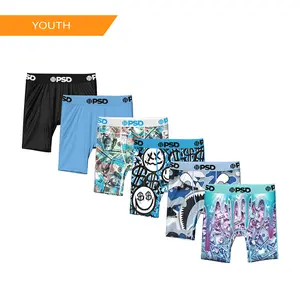 PSD Youth Boys Baby Blues Boxer Brief 6 Pack - Soft, Breathable and Stretch Comfortable Underwear