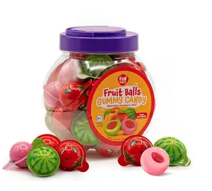 Fruit Gummy Balls Mix - 19 Ounce Jar (30 Count) - Jelly Filled Gummies - Individually Wrapped Gummy Candy