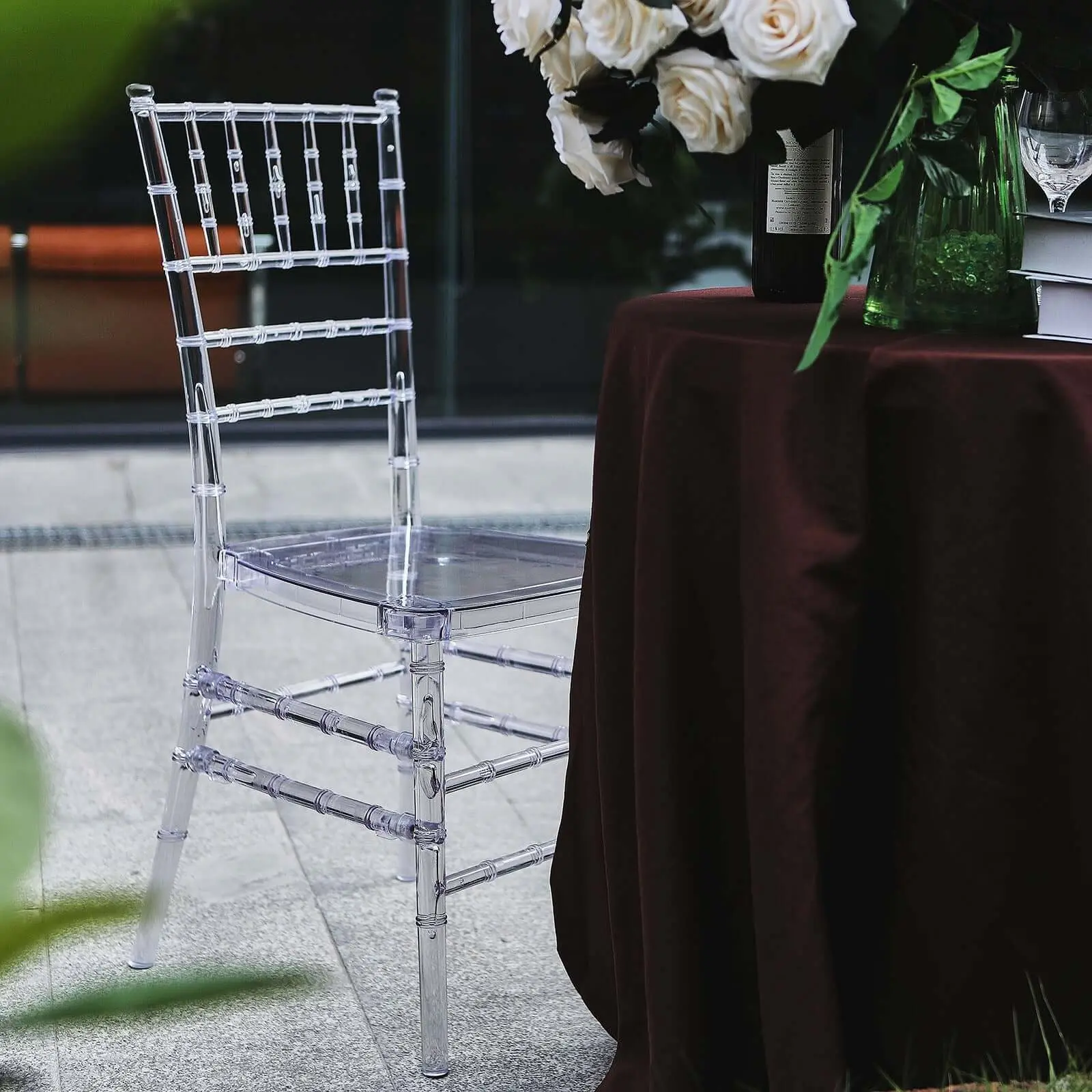 Resin Transparent Chiavari Chair Clear - Armless Stackable Design for Sophisticated Events