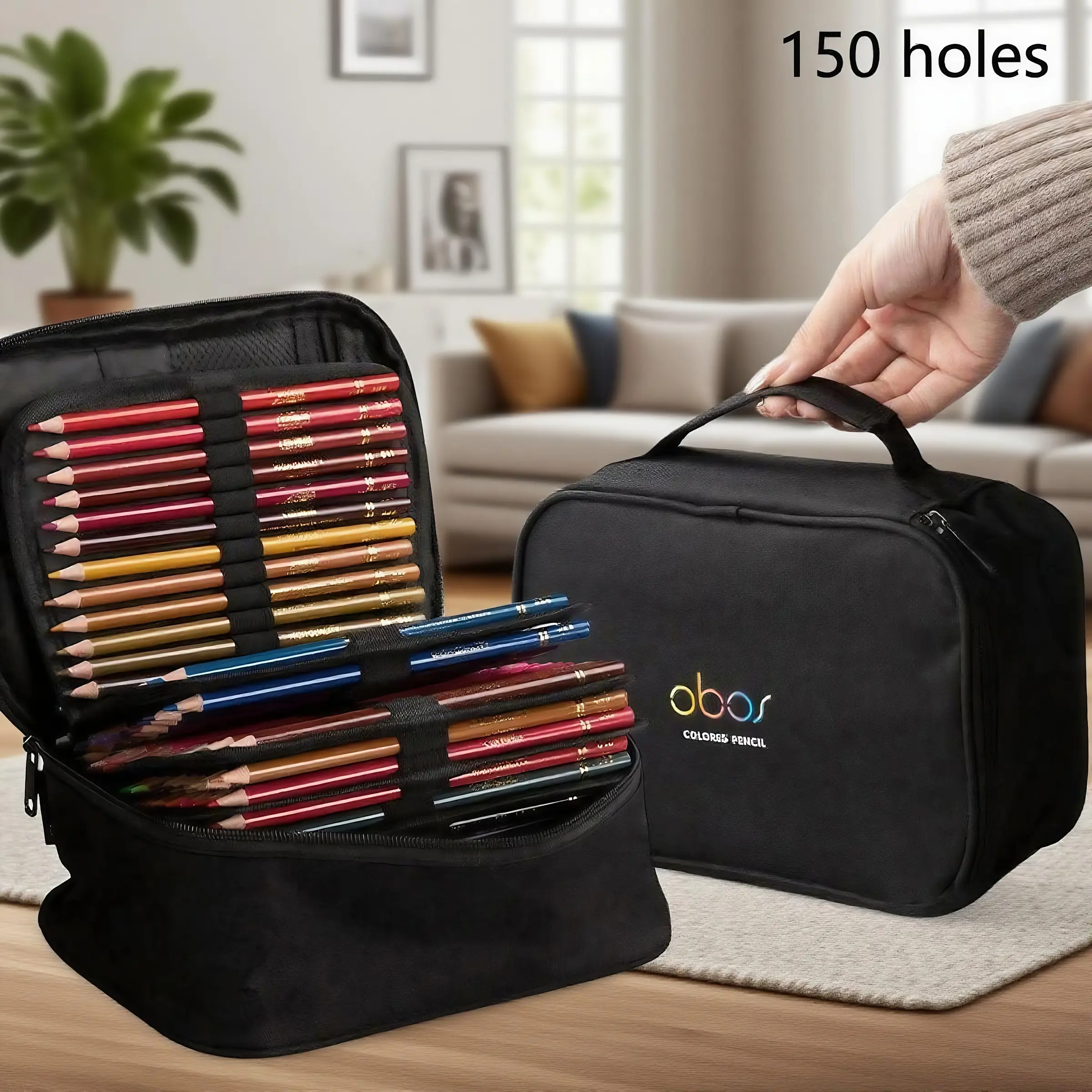 150 Pencil Organizer Bag, Pencil Holder, Portable Durable Storage Solution for Art Supplies, Office School Supplies, Perfect for Artists & Students, Essential Accessory