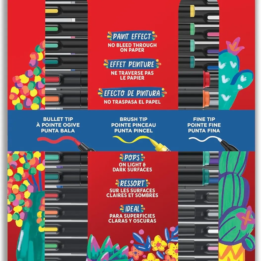 Sharpie Water-Based Acrylic Creative Markers Variety Pack, 36 Count, Assorted Tips & Colors, Works on Paper (Won’t Bleed Through), Metal, Wood, Ceramic, Glass, Rock - Office & Art Supplies