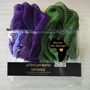 2 Piece African Exfoliating Net Sponge Bundle, for SENSITIVE SKIN, Bath sponge
