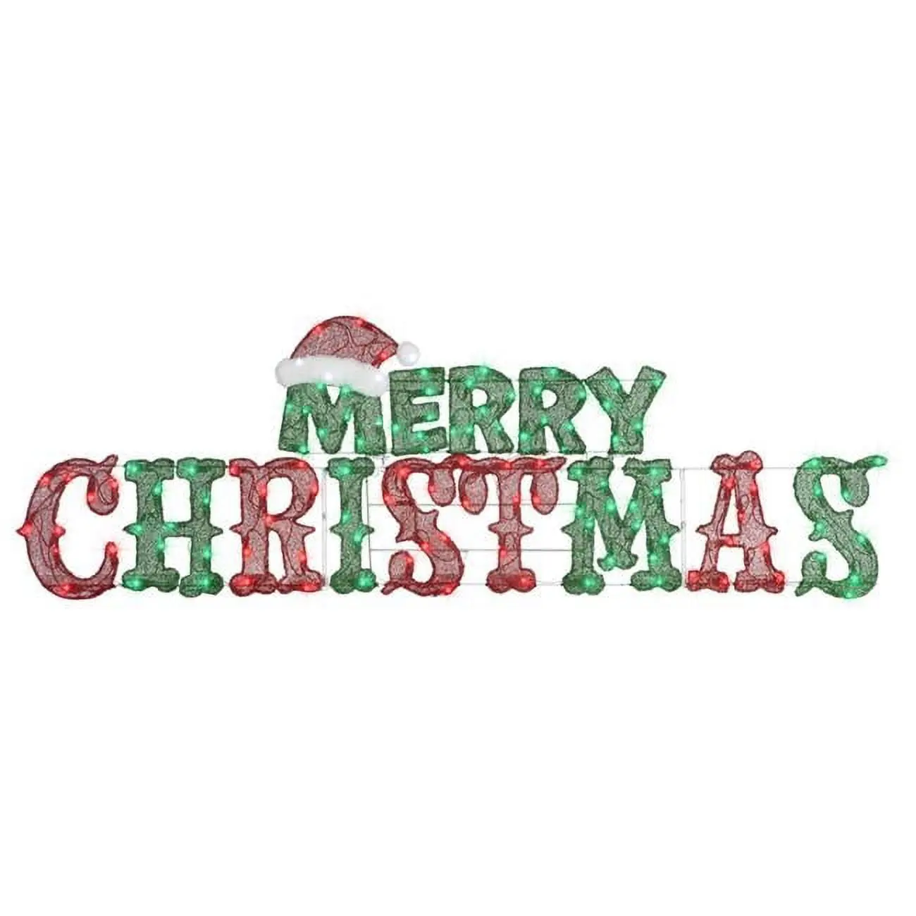 Gemmy 9070716 19 in. Flat-Tastic Merry Christmas Yard Decor, Light, Decoration, Multicolor, Led Lights