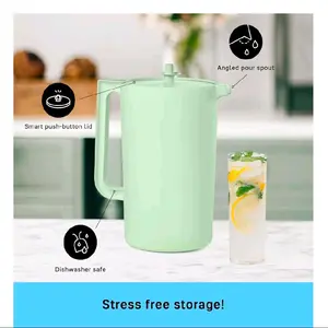 Tupperware Heritage 1 Gallon Pitcher with 4 cups in Mint, Dishwasher Safe and BPA Free