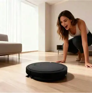 3-In-1 Smart Robot Vacuum Cleaner And Mop, Rechargeable Automatic Smart Sweeping Robot Floor Cleaning Vacuum Cleaner - Black(18*18*3cm)