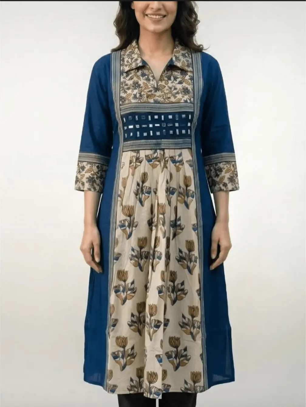 Kalamkari Print cotton collar Kurti