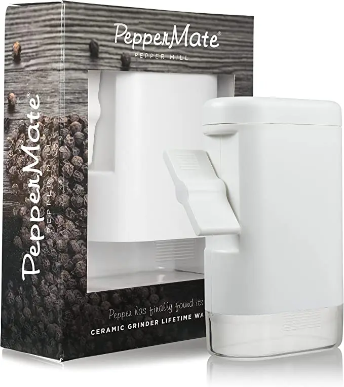 The famous & best Pepper Grinder with lifetime warranty. The PepperMate Manual Pepper Mill Ceramic Grinder for pepper, salt and seasonings.