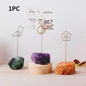 Natural Amethyst Crystal Raw Stone Note Holder, Creative Page Turner Stationery, Office Desk Accessories, Decorative Gift for Christmas