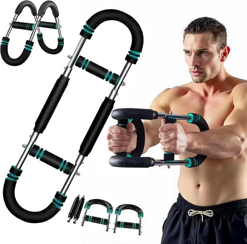Arm Trainer, Adjustable Power Twister Bar, Chest Shoulder Arm Workout Equipment, Portable Detachable Upper Body Fitness Machine for Home & Gym Hand Gr