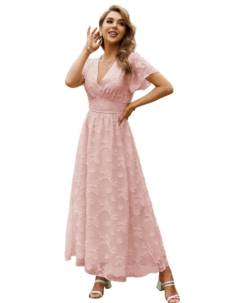 jarlo bridesmaid dresses Ariel V Neck Maxi Dress with Contrasting Appliqu Detail