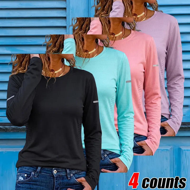 Life keeps moving — women’s ultra-soft long-sleeve thermal top, available in packs of 1–4 pieces; suitable for autumn and winter; a layering essential for cold weather; casual slim fit T-shirt with seamless design, durable construction, comfortable materi